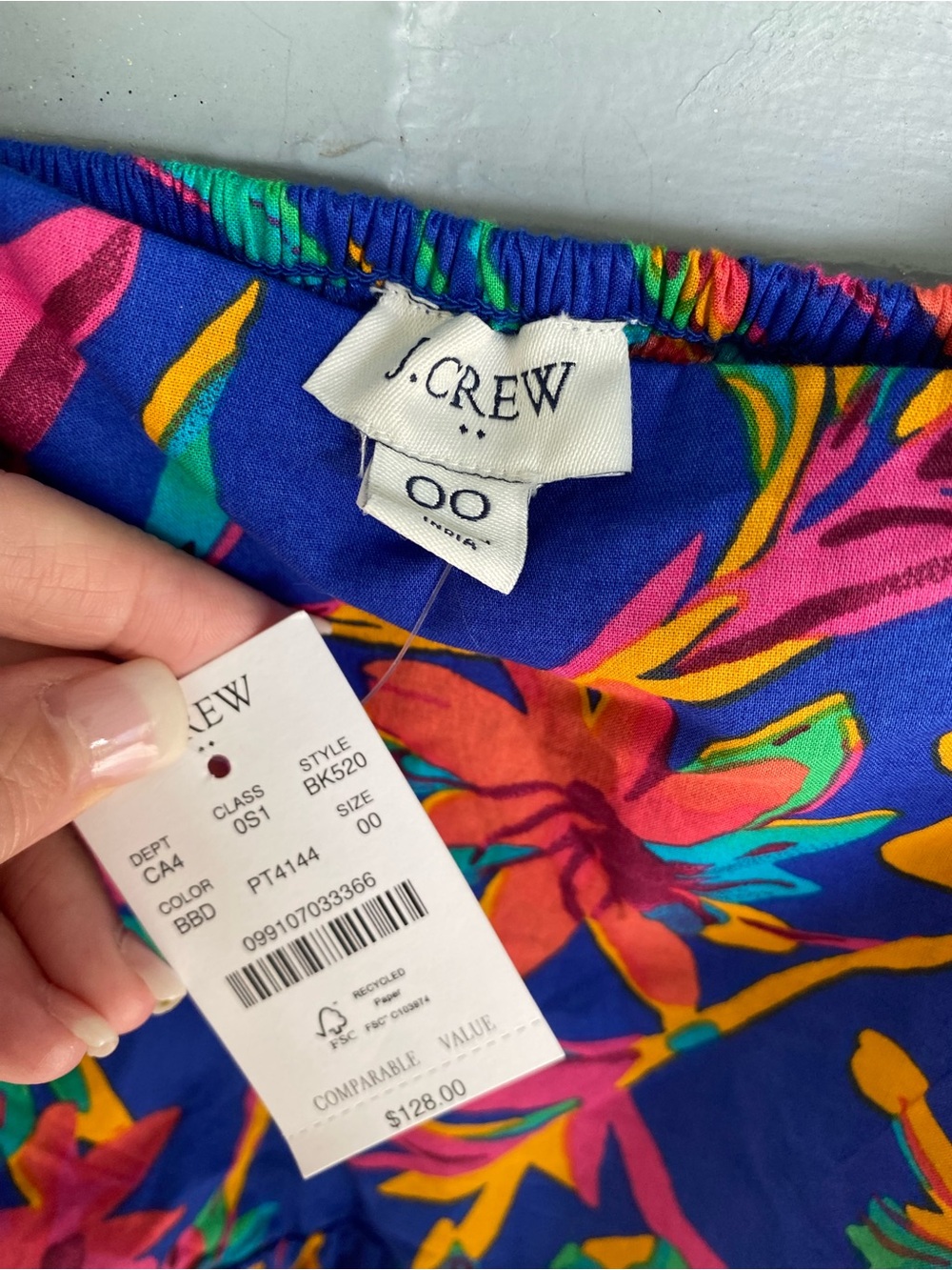 NWT $128 J. Crew Floral Midi Ruffle Dress Blue multi sz 00 - Picture 6 of 9